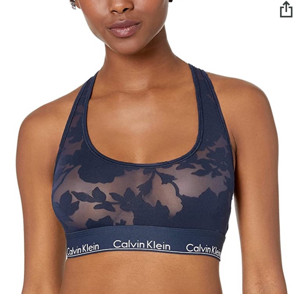 Calvin Klein Navy Blue Bra Sexy See through sheer
